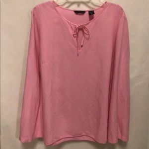 New York & Company Pink Tunic Top - 55% Linen